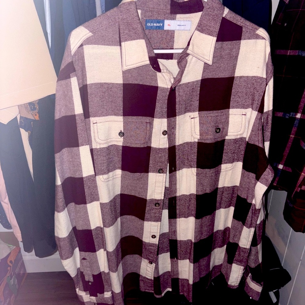 Burgundy plaid top